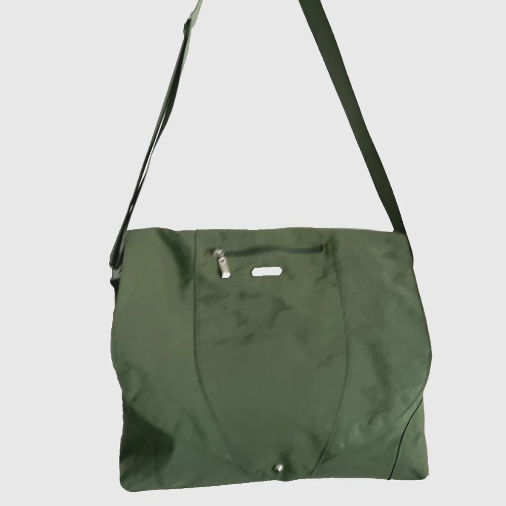 Baggallini Nylon Crossbody Messenger Bag Olive Green color Large